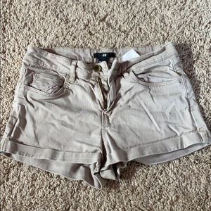 Tan denim shorts